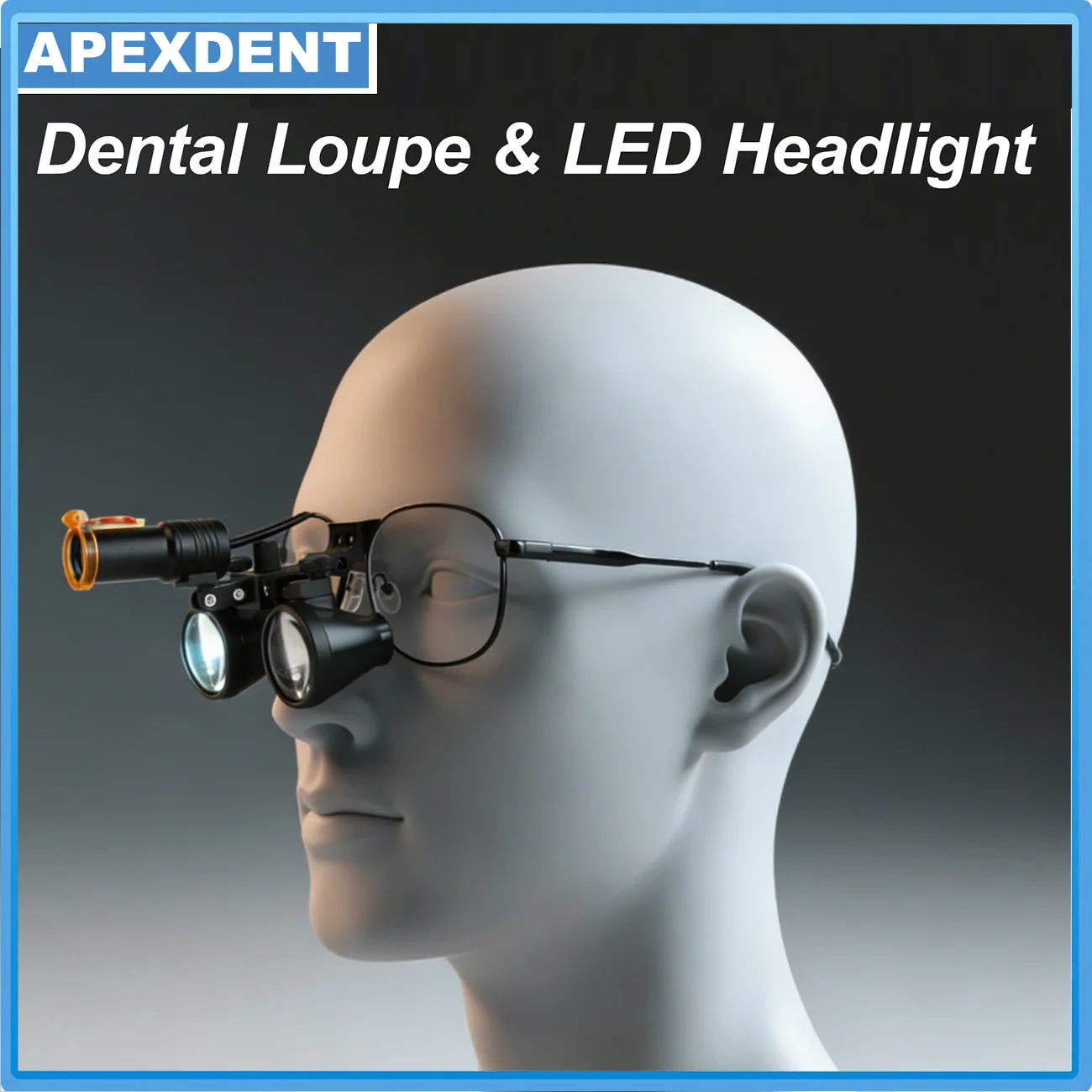 APEXDENT Dental Loues 5W LED Headlight 2.5X/3.5X Metal Frame Binocular Magnifier Dentistry Surgical Glasses