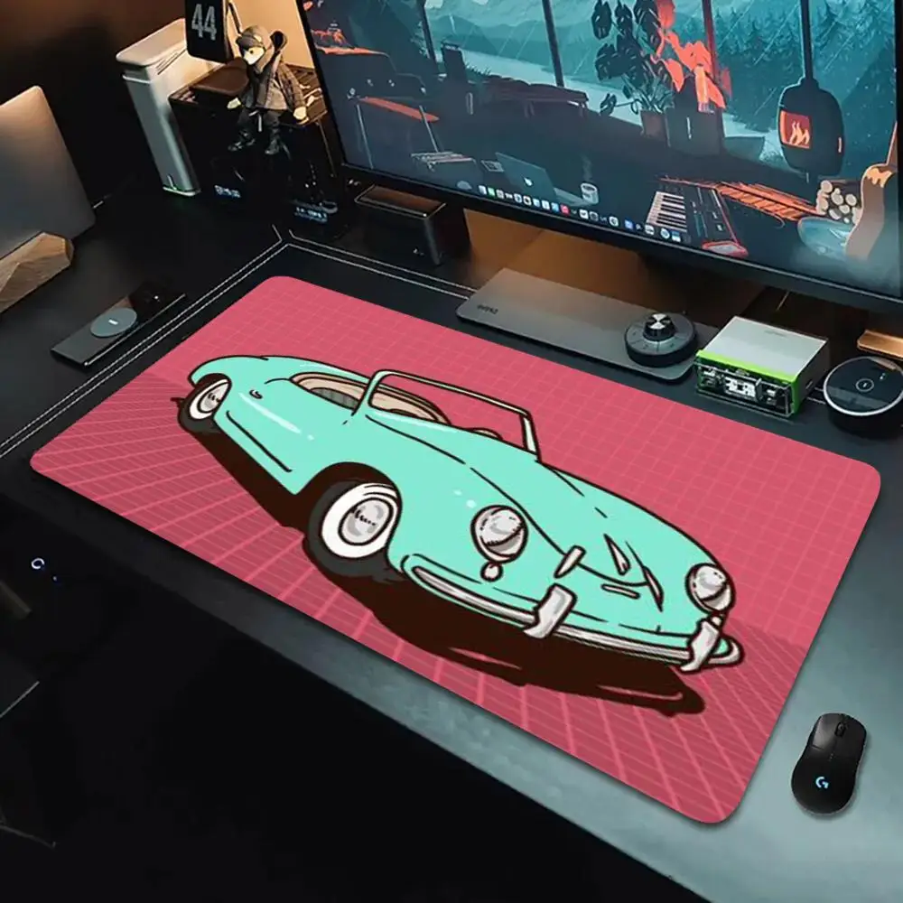 

Green sports car cartoon design mouse pad, computer mechanical keyboard pad, rubber anti-slip, high-definition printing