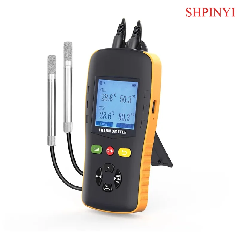 

Thermo-Hygrometer Thermometer Hygrometer Handheld Thermometer Thermocouple Thermometer with LCD Display and Sound Alarm