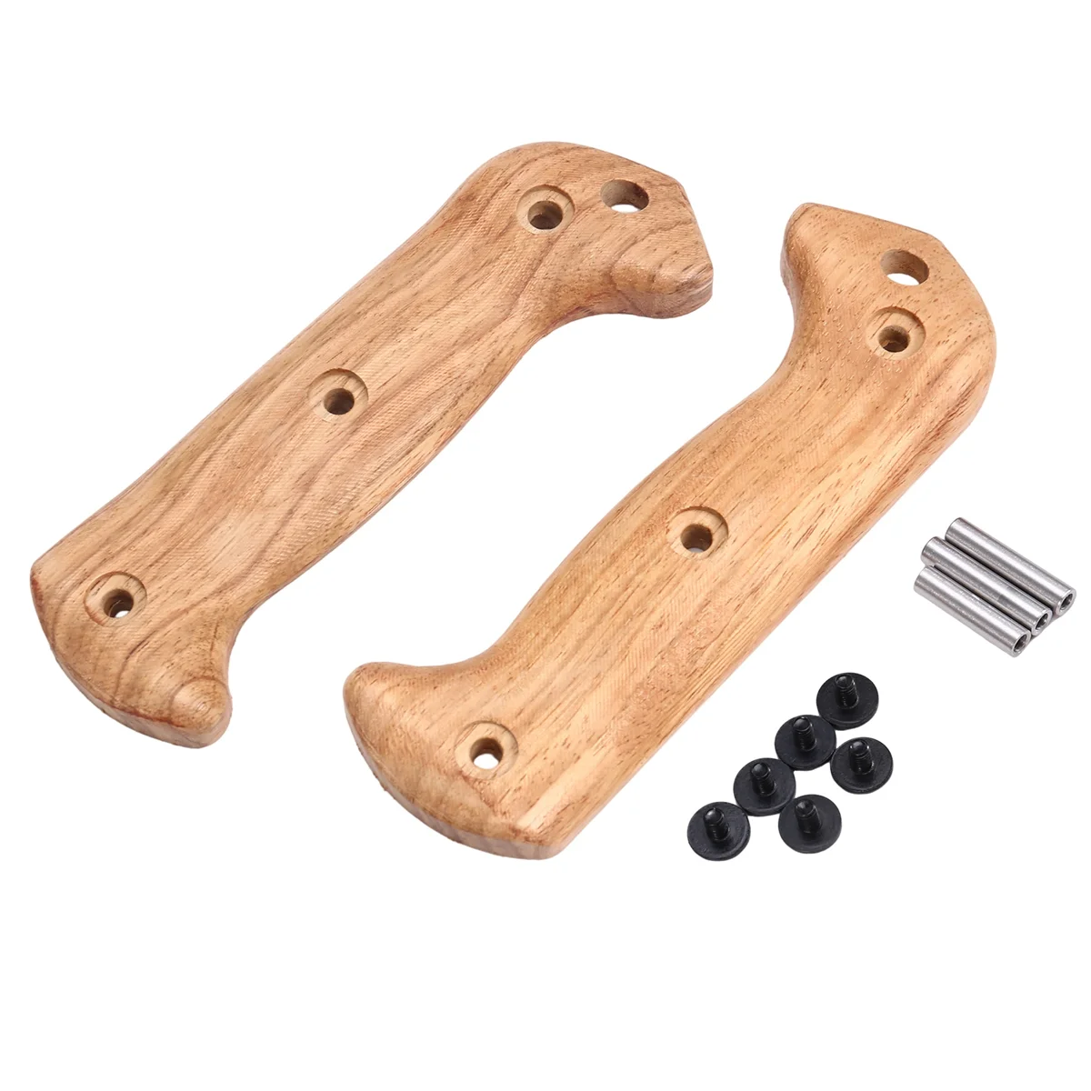 BAAU 1 Pair Natural Solid Wood Handle Patch for Bk2 Knife Handle Modification Parts with Screw Handle Grips DIY Accessories,A