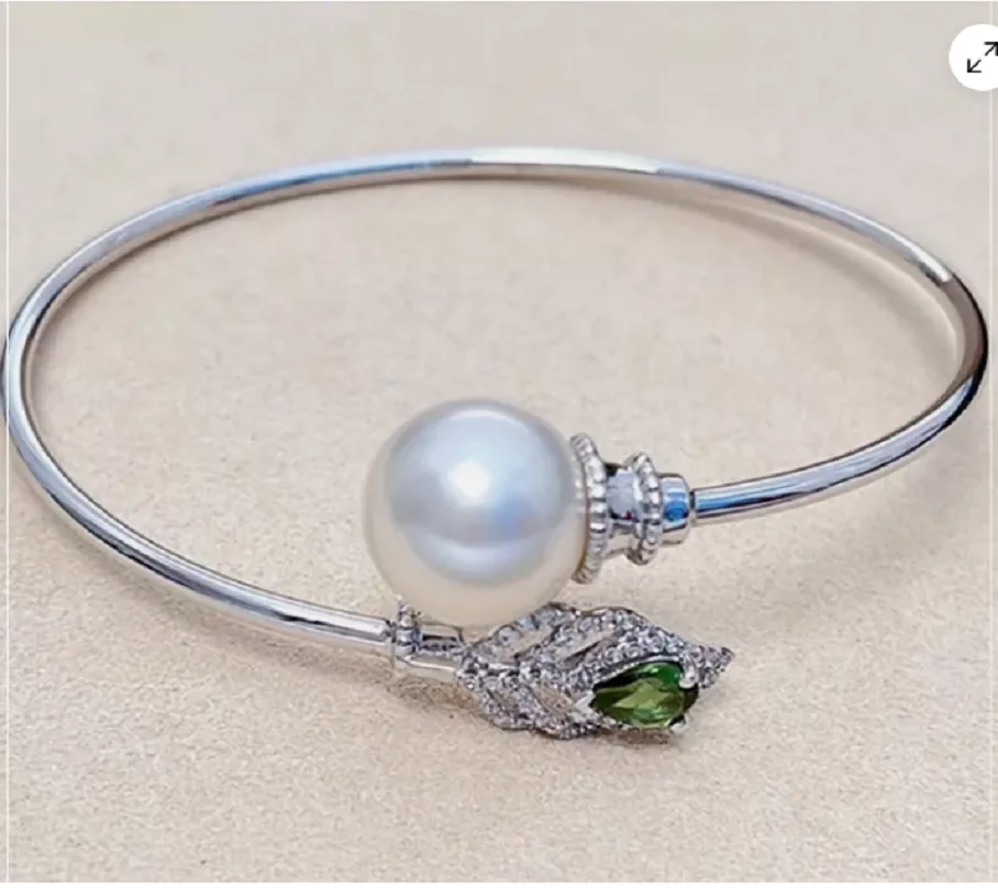 

Gorgeous Huge AAA 10-11mm Round South Sea White pearl Bracelet 925S5