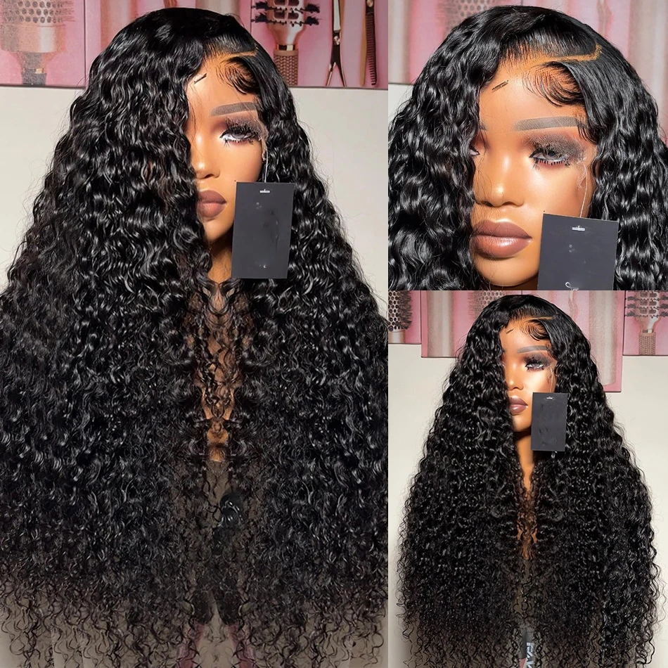 

Natural Black Soft Glueless 26“Long 180Density Kinky Curly Lace Front Wig For Women With BabyHair Preplucked Daily Cosplay