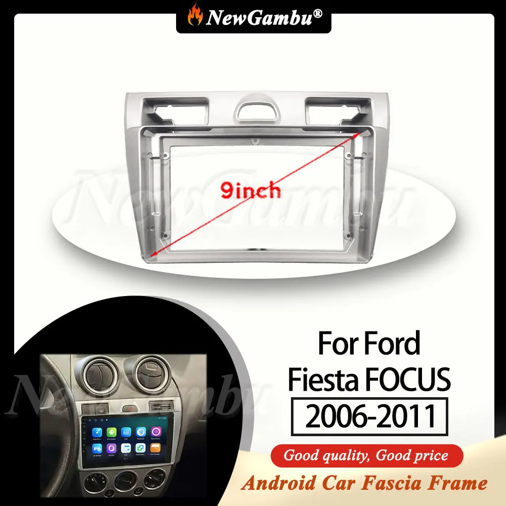 

NewGambu 9 Inch Radio Fascia fit For Ford Fiesta FOCUS 2006-2011 Fascia Frame No Cable Trim Panel Audio