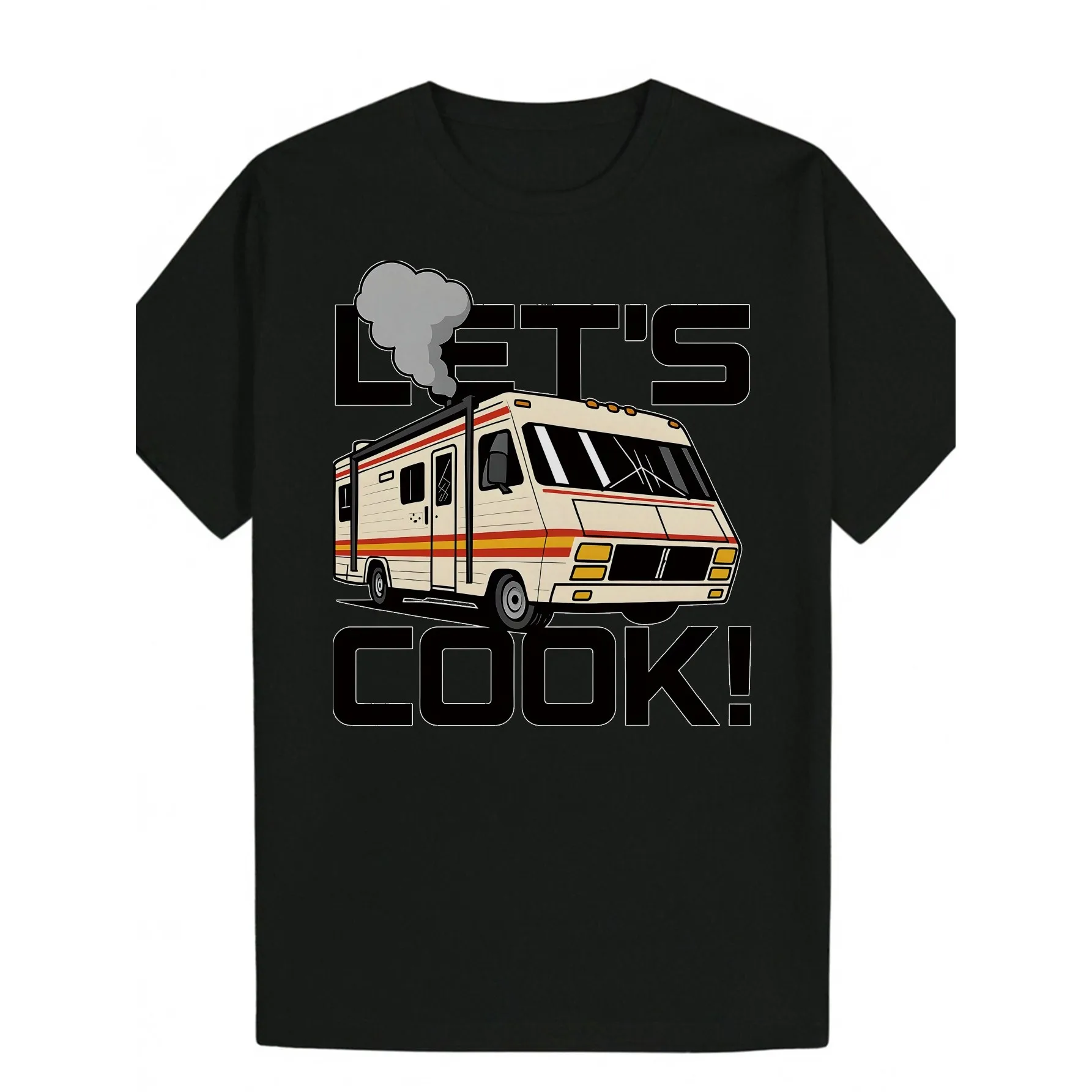Let's Cook Graphic Tee Funny Camper Van Print Short Sleeve Cotton Casual T-Shirt for Men