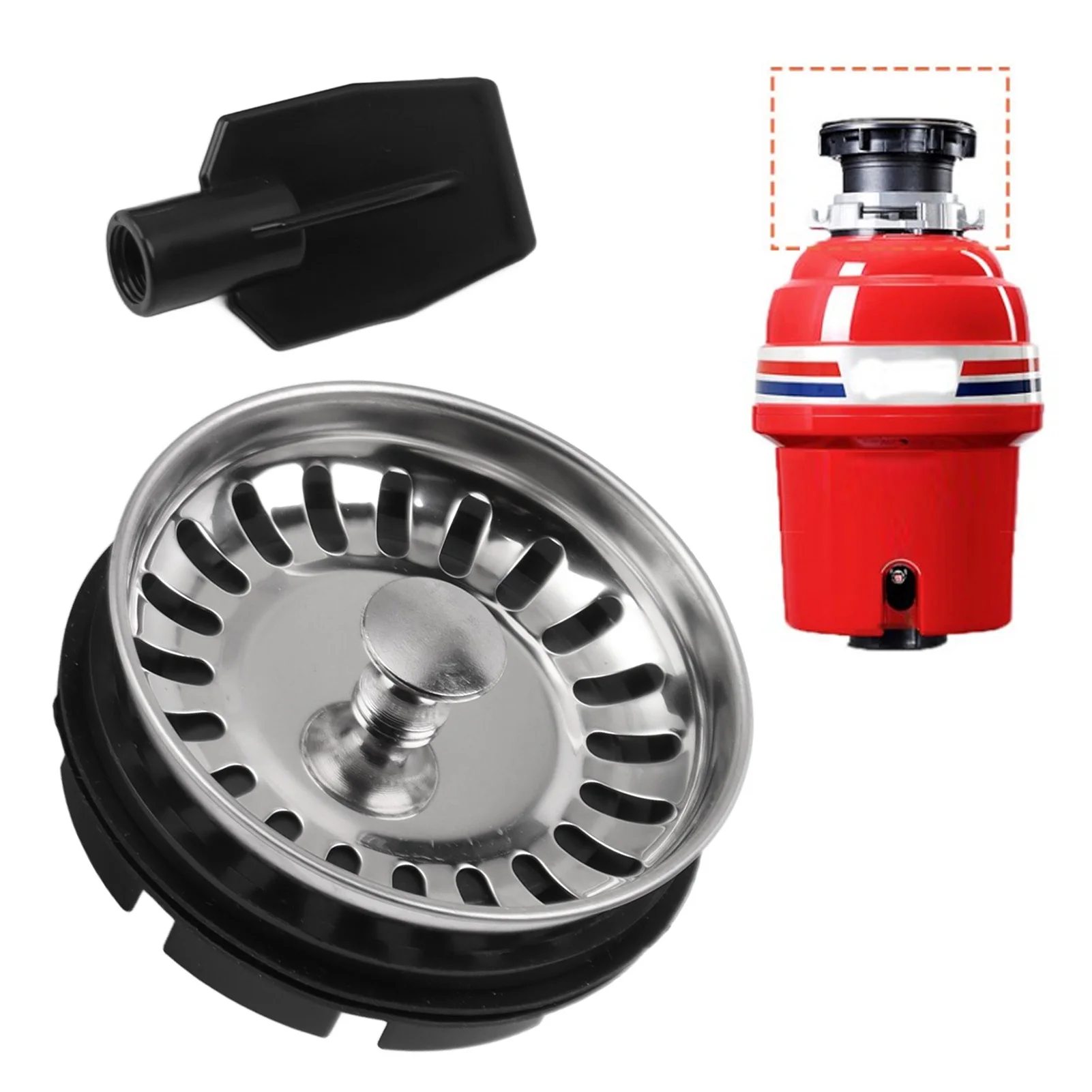 Food Waste Disposer Filter Garbage Disposer Strainer Smoothly Stainless Steel Head ABS Copper Eco Friendly Rust Proof for Home