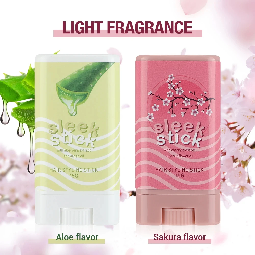 

15g Hair Styling Wax Stick Aloe Vera Sakura Flavored Anti-frizz Artifact Nourish Long-lasting Portable Non-greasy Repair Damage
