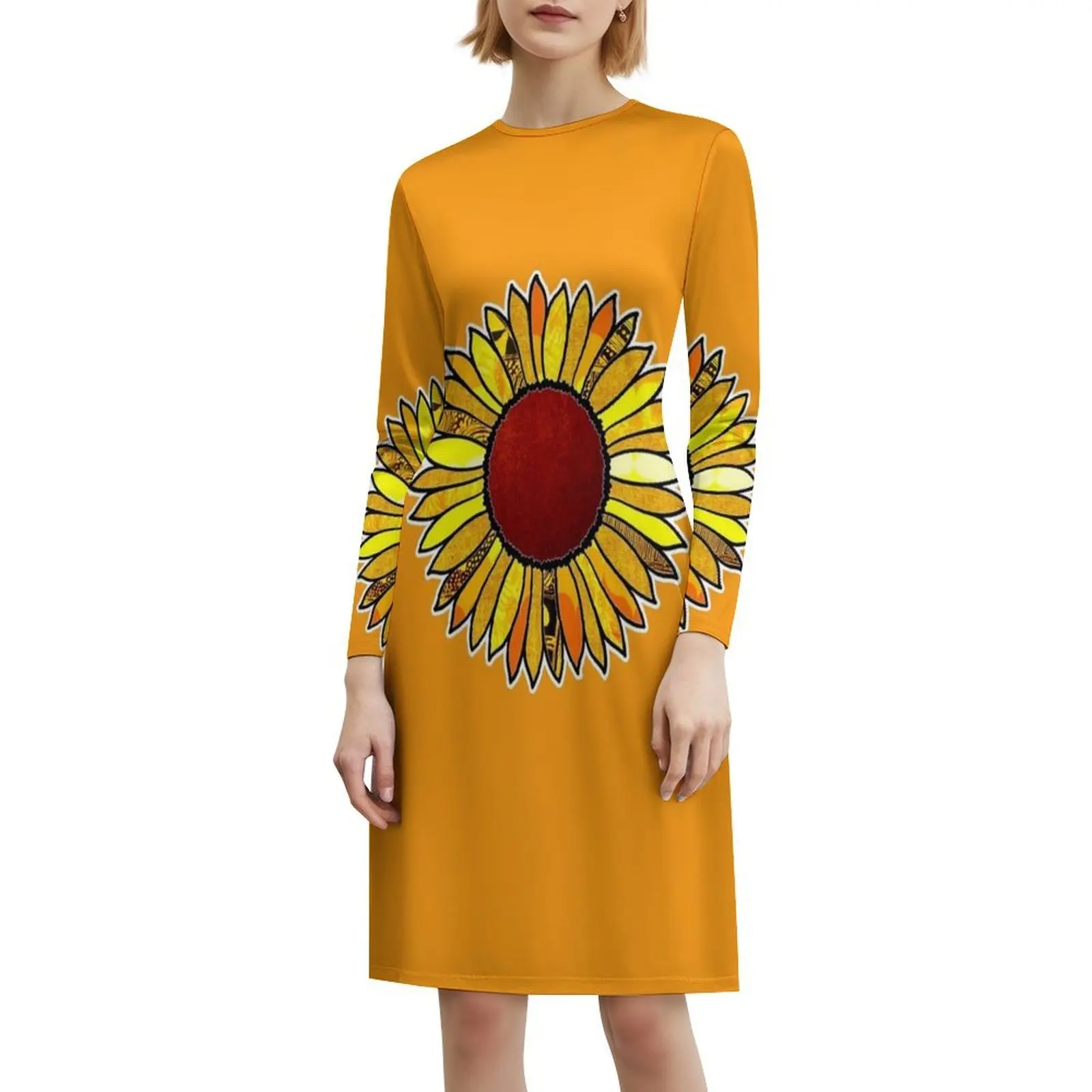 الرجعية عباد الشمس بوهو شيك اللباس الأنيق أزياء الشاطئ حفل زفاف ثوب عباد الشمس عشاق زهرة الطفل زهرة المرأة اللباس #6