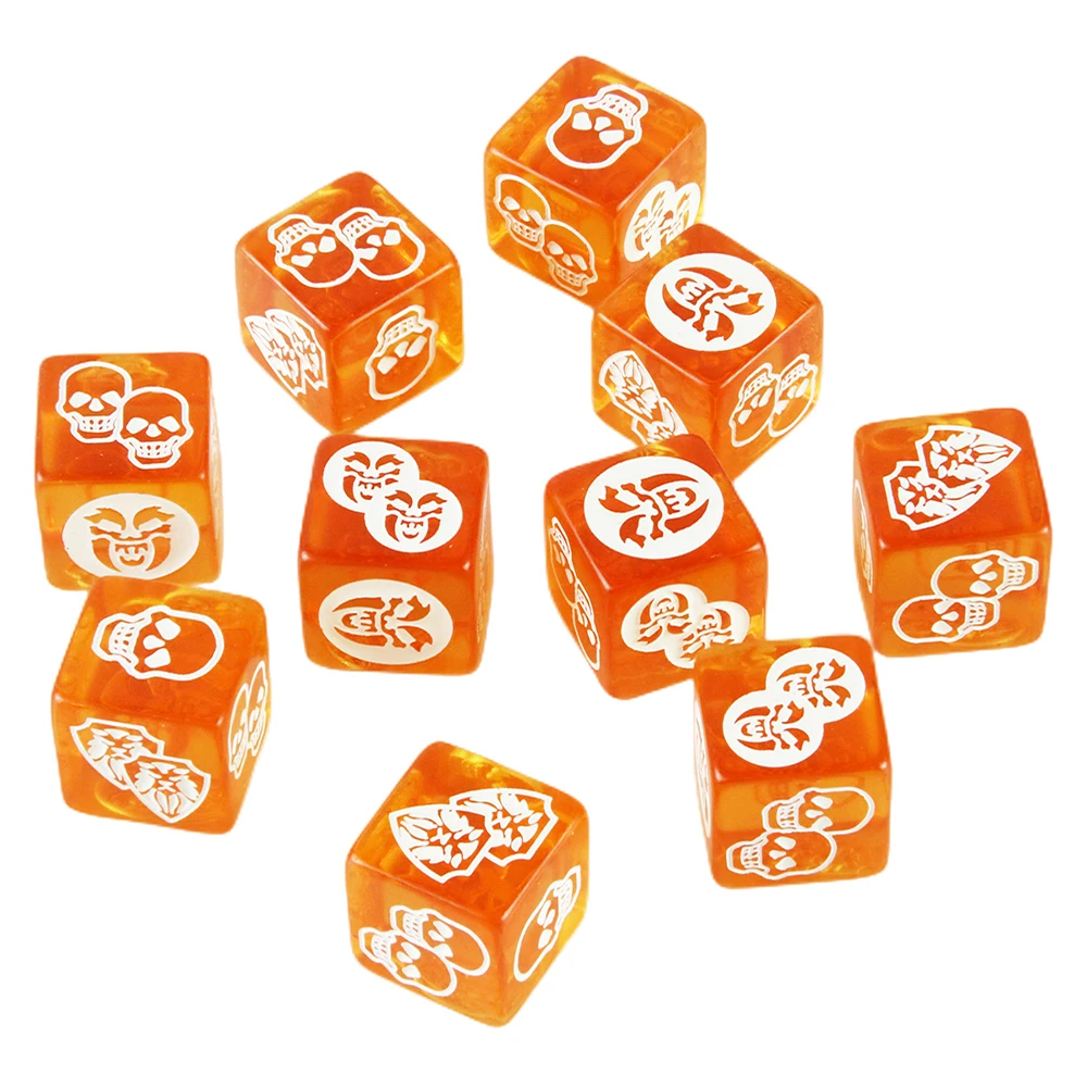 Dés de jeu de société transparents avec motif blanc, orange, D6, jeu de table, 4 pièces-10 pièces