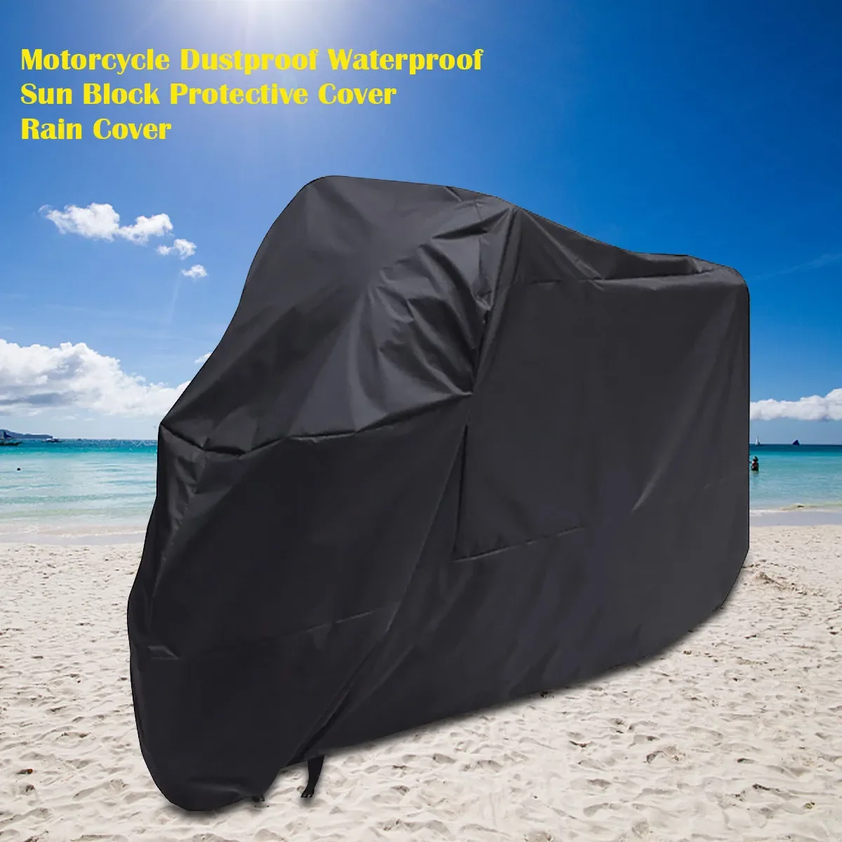 Universal Motorcycle Cover Black Waterproof Weatherproof Polyester Rain Dust Sun Block Protector Motorcycle Cover