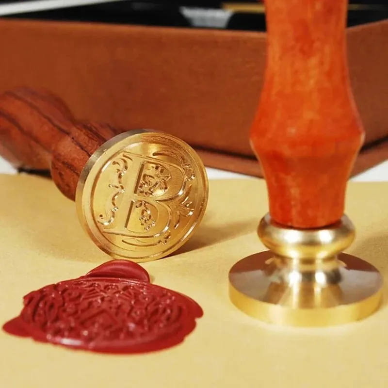 Hot Custom Wax Seal Stamp and Wooden Handle set For Wedding Invitation Multiple Designs Personalized Logo Wax Stamp Initial Wax