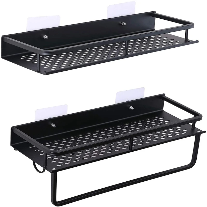 

2 Pcs Shower Caddy Basket,Wide Space Shower Shelf,Wall Mounted Storage Organiser With Towel Bar For Bathroom Or Kitchen