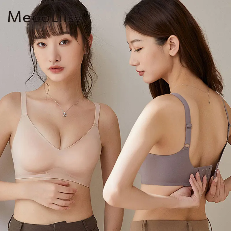 MeooLiisy Seamless Thin Cup Sports Fitness Tunning Bra for Women No Wire Comfortable Sleep Lingerie Yoga Brassiere