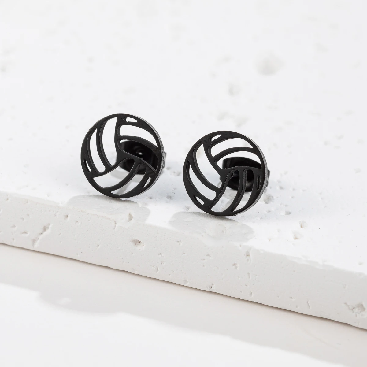 1Pair New Sports Small Volleyball Earrings Stainless Steel Fashion Sports Jewelry Wholesale