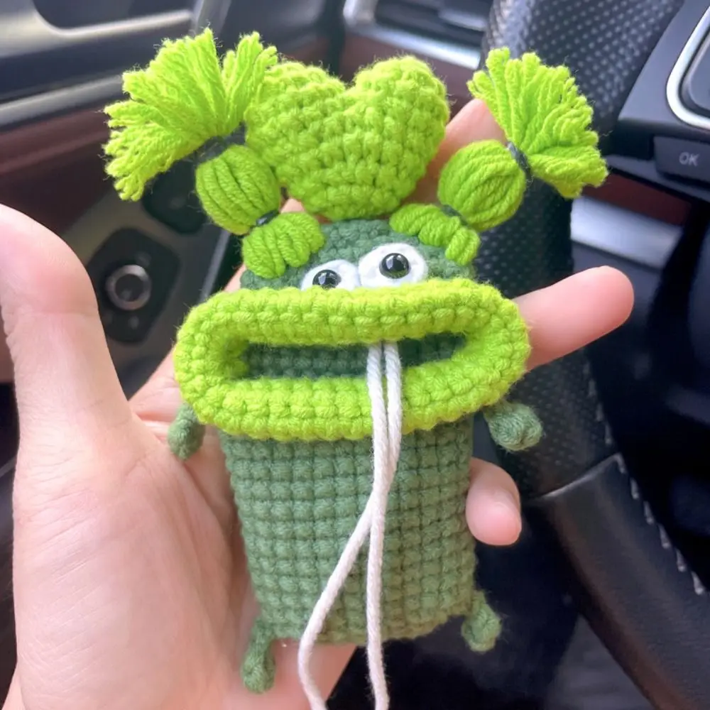 Entrance Guard Card Bag Children Gift Big Mouth  Key Pendant Hand Woven Wool Key Bag Sausage Mouth Key Bag Knitting Key Case