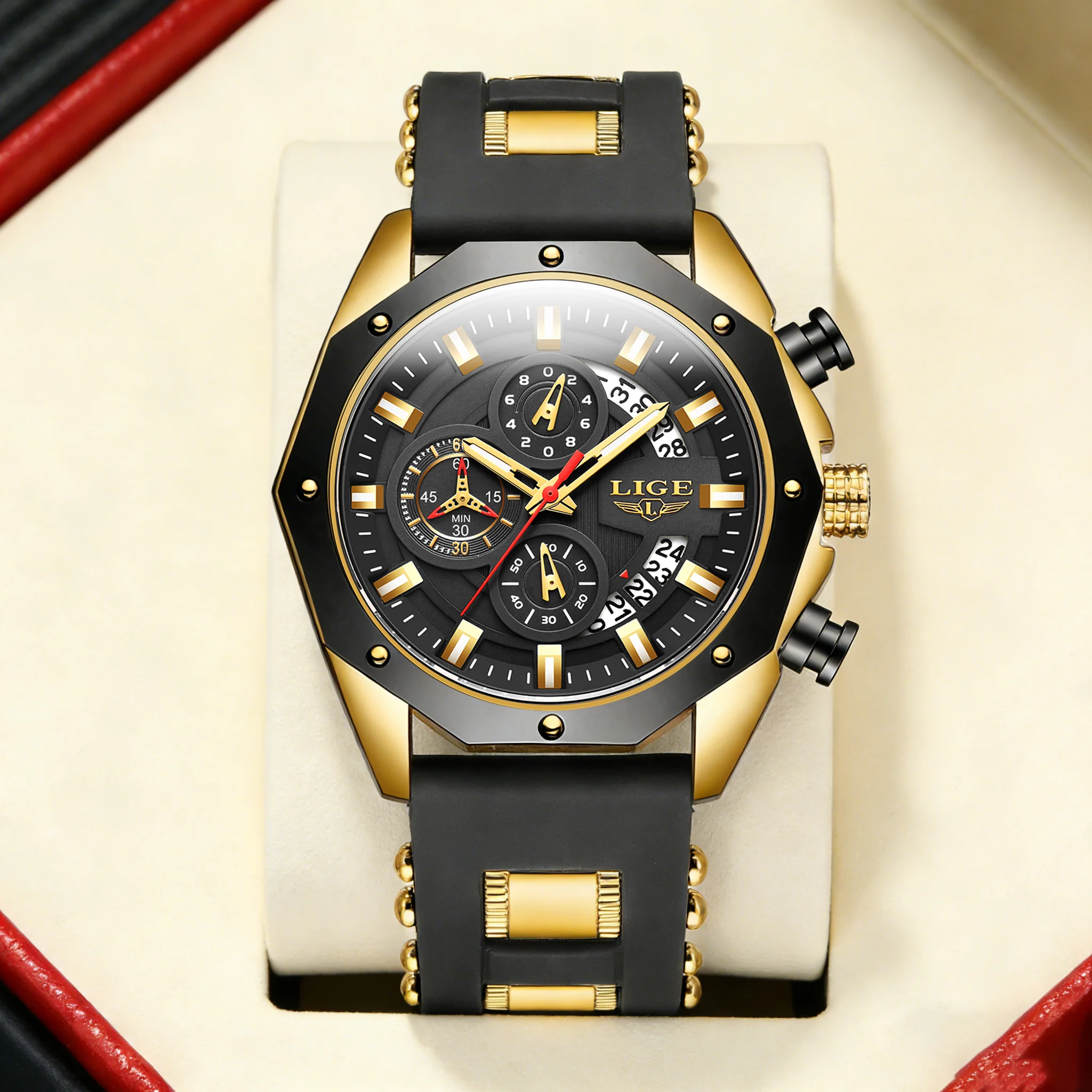 

Мужские часы LIGE, лучший бренд, роскошные спортивные силиконовые кварцевые наручные часы, водонепроницаемые светящиеся часы с хронографом для мужчин, часы с датой