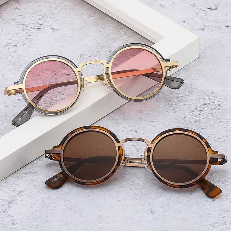 SO&EI Retro Punk Small Round Sunglasses Women Fashion Gradient Shades UV400 Trending Men Sun Glasses
