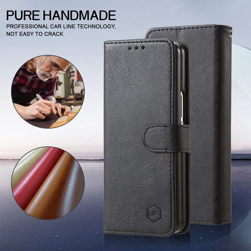 Wallet Phone Case For Samsung Galaxy Z Fold 6 5 Card Holder Stand Shockproof Cloudy  PU Leather Cover For Z Fold 3 4 Funda