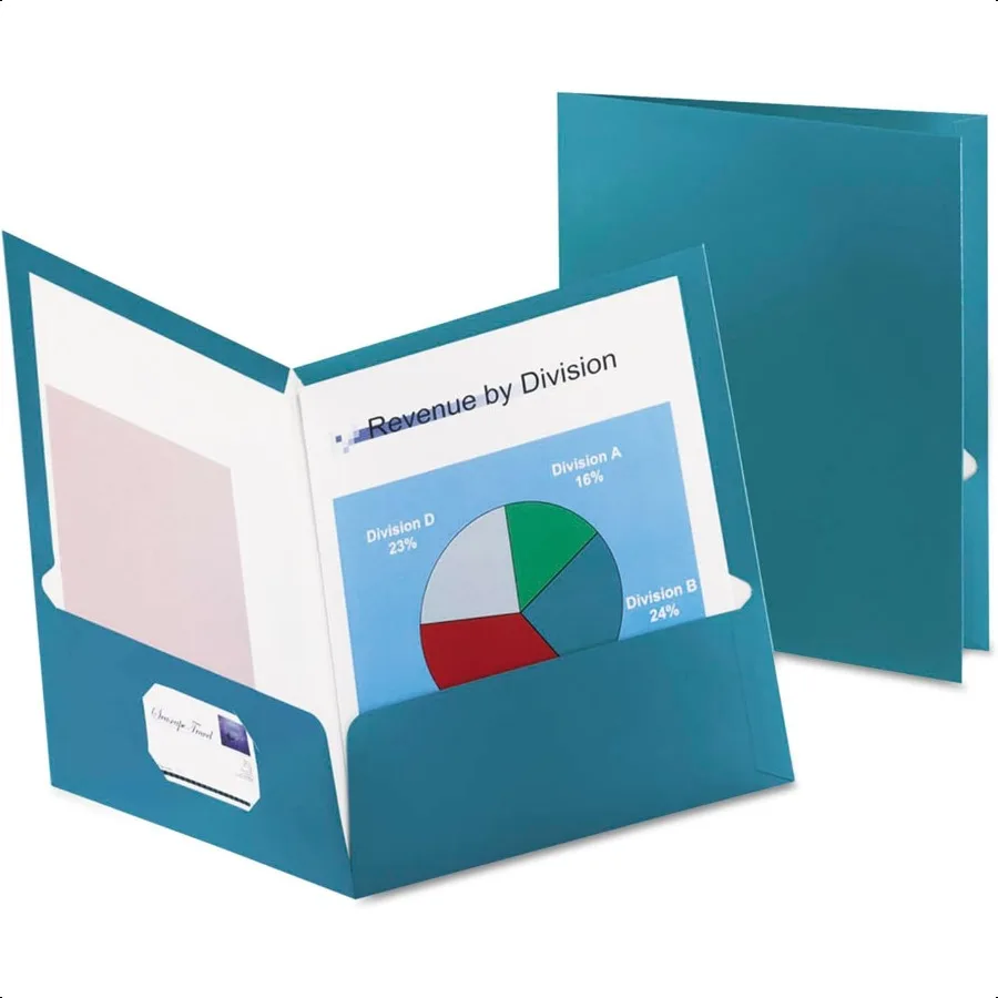 

Metallic TwoPocket Folders Teal Letter Size 25 per Box 5049561