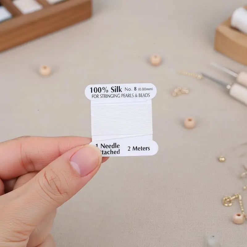 8 # 0,8 mm 2 Meter Naturseidenfaden, mehrfarbige Bastelschnur, handgewebtes Ornament-Zubehör für DIY-Handarbeiten – Detail 3