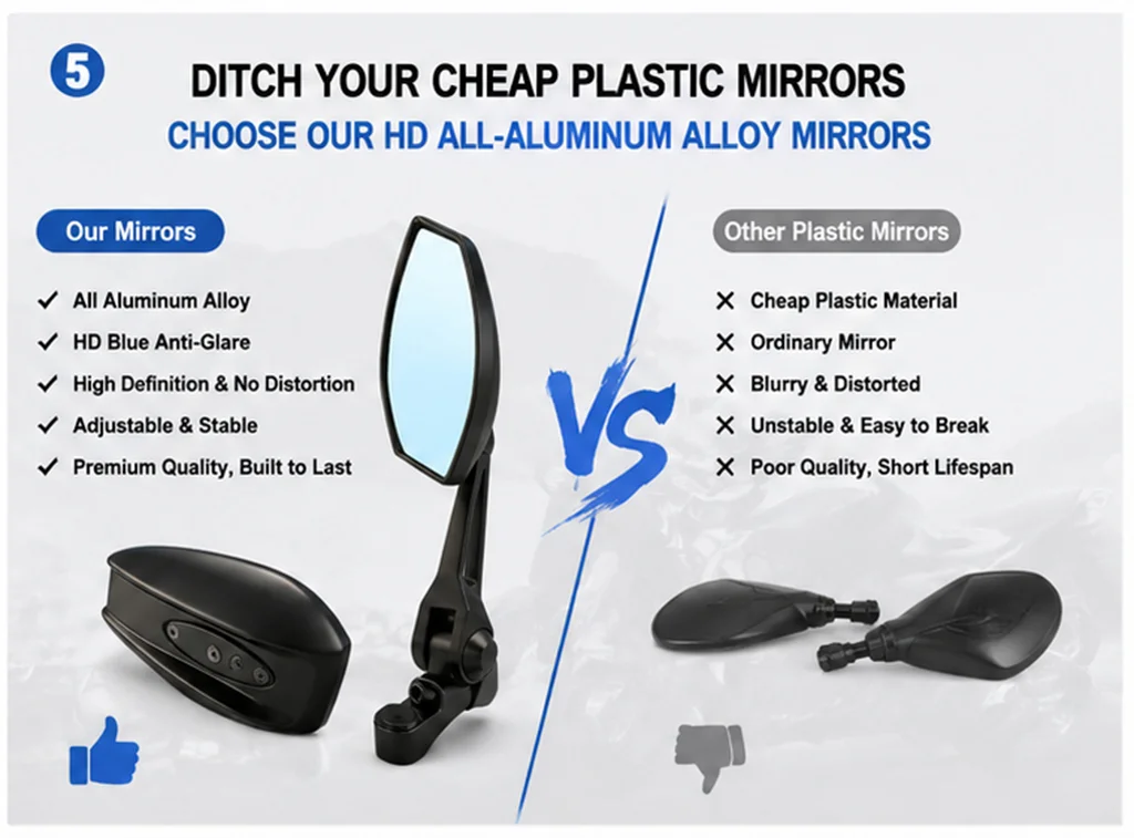 Universal All-aluminum High-end Motorcycle Rearview Mirrors HD Convex glass For Honda Steed Shadow 400 600 VLX400 VLX600 VT400C view 6
