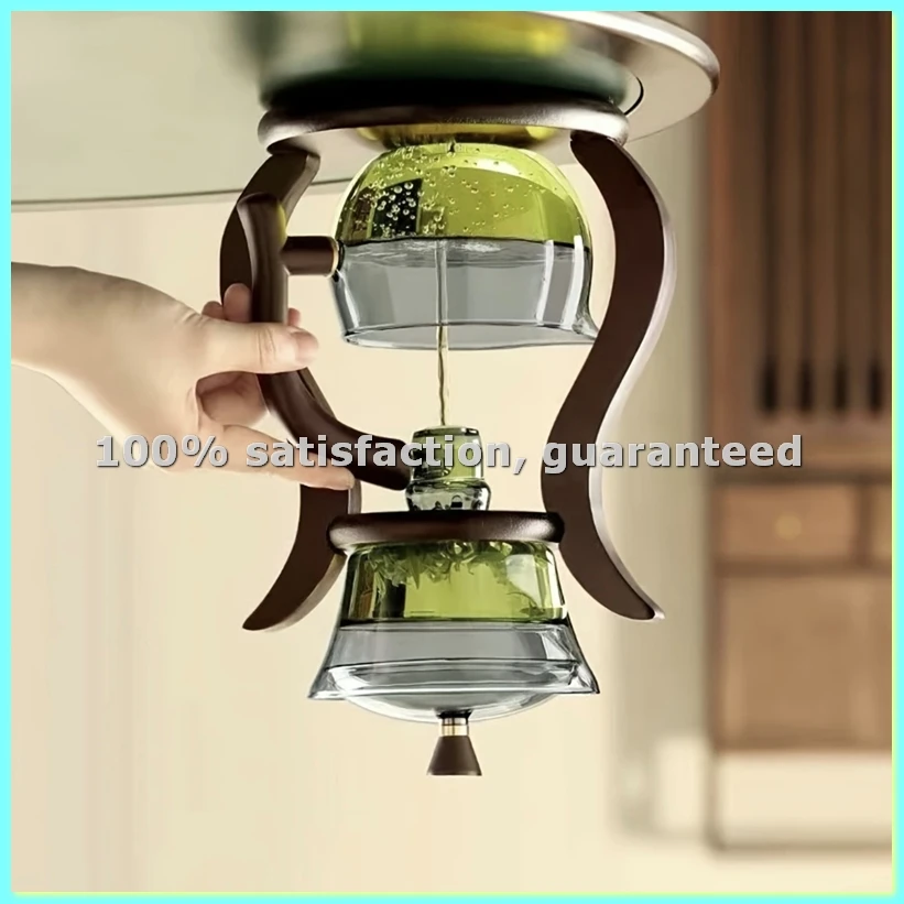 Lazy Glass Tea Set Semi Automatic Drip with Infuser Glass Teapot Set Magnetic Switch Teapot Teacup Set Glassware-AD23