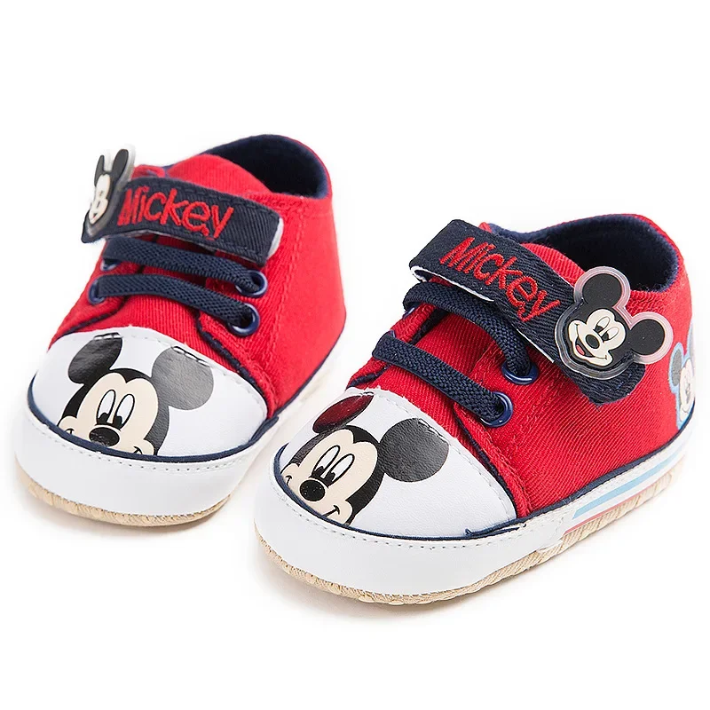 Disney-Mickey Mouse First Walkers Sapatos para recém-nascidos menino e menina, desenhos animados, moda, 0-18m