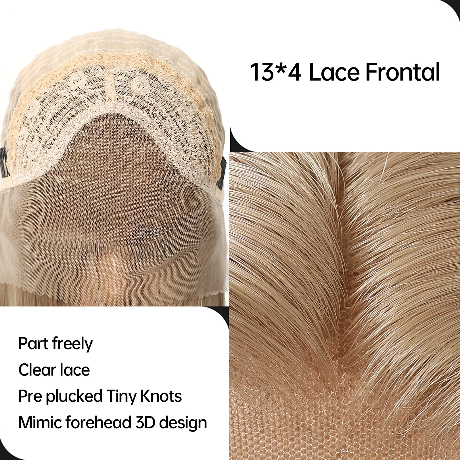 EASIHAIR Short Straight Blonde Synthetic Wigs 13*4 Lace Front Wigs for Women 10 Inches Blonde Natural Hair Female Wig Daily Use