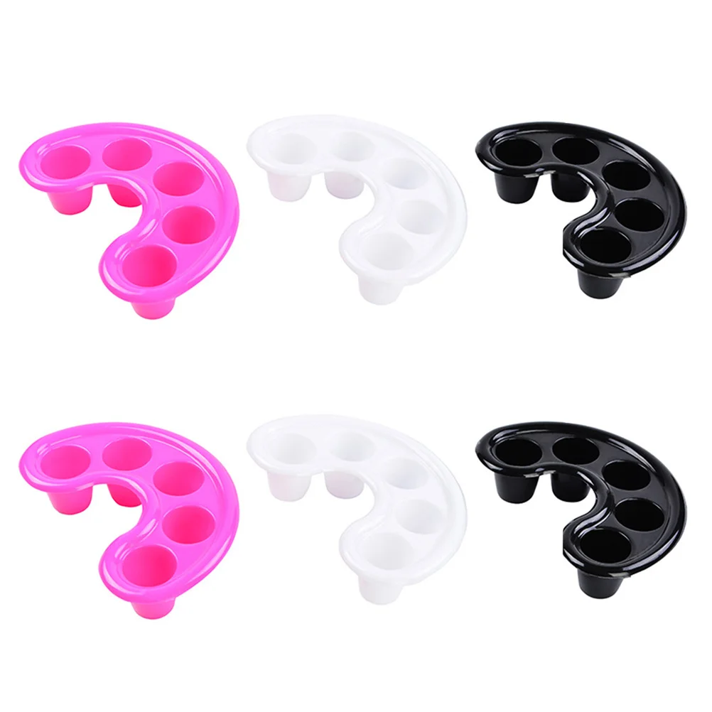 6pcs 5-Hole Soaking Bowls For Nail Soaker Bowls Treatment Cuticle Softening False Nail Removal Black White Rosy