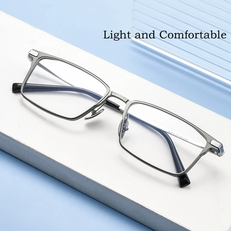 OLLYMURS New Ultra-light Luxury Aluminum Magnesium Pure Titanium Eyewear Retro Square Optical Prescription Eyeglasses Frame Men