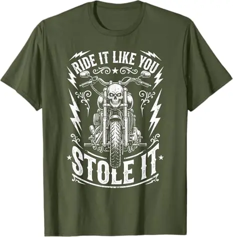 Ride Like You Stole It Biker Lustiges Vater-T-Shirt für Motorradliebhaber Y2k Motorrad-Grafik Herrenkleidung Vintage Spruch T-Shirt – Detail 15