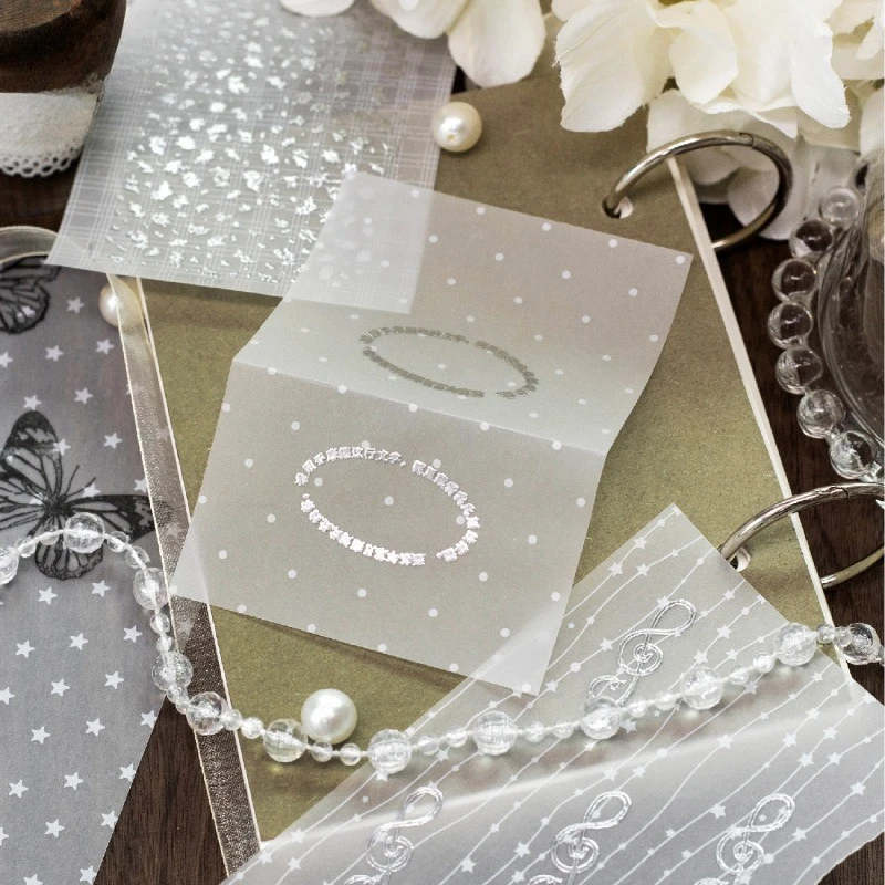 Vintage Lace Flower Star Dots Landscape Material Paper Creative DIY Junk Journal Collage Scrapbooking Stationery
