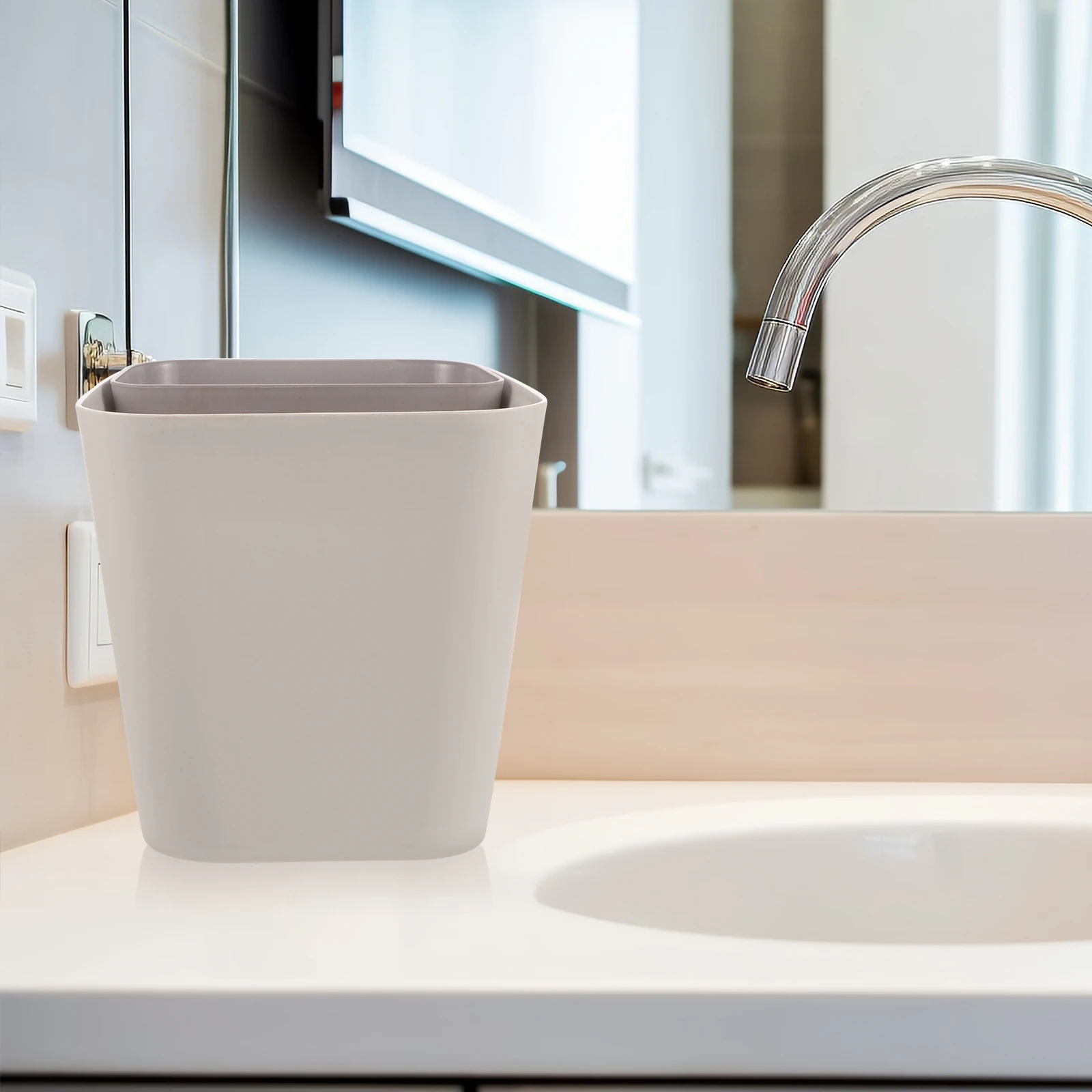 

Dual Waste Bin Trashcan Home Wastebasket Garbage Container Dry Wet Separation PP Material Eco Friendly Ideal Room Office
