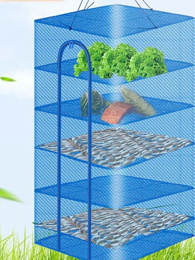 Fly Repellent Net Fish Drying Net Vegetable Drying Basket Home Use Three Layer Net for Drying Fish Vegetables Taro Bacon