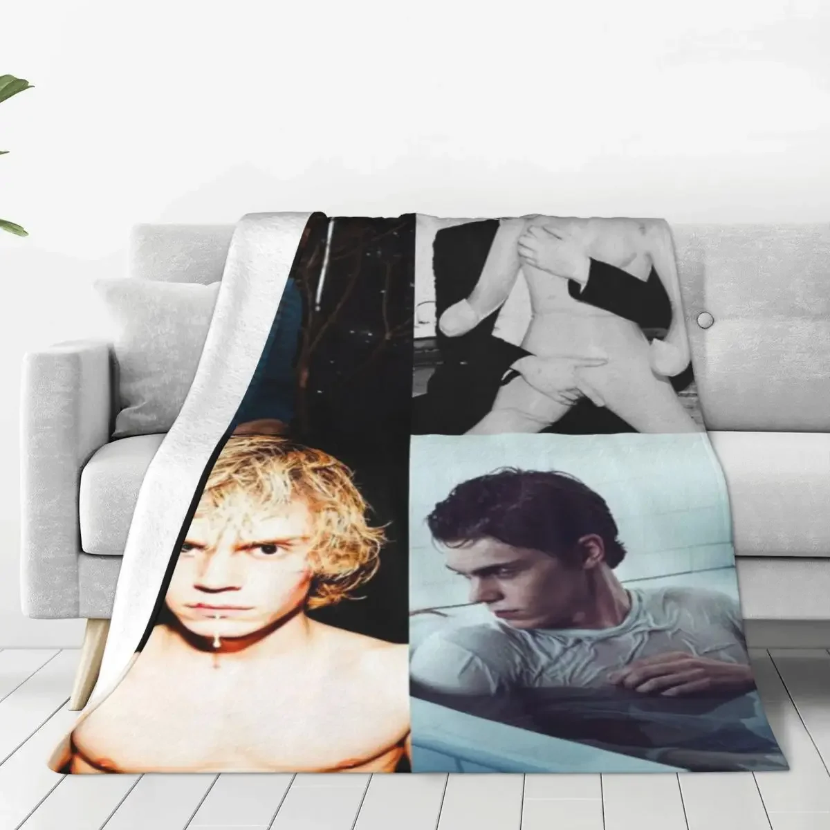 

Evan Peters Movie Actor Plaid Blankets Sofa Cover Fleece Textile Decor Soft Throw Blankets for Home Travel Bedding Throws