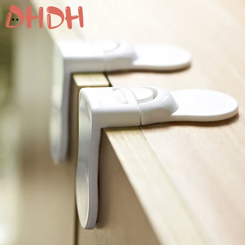 Baby Safety Lock Drawer Anti-Pinching Hand Cabinet Drawer Locks Plastic White Safety Buckle for Children Security Protection