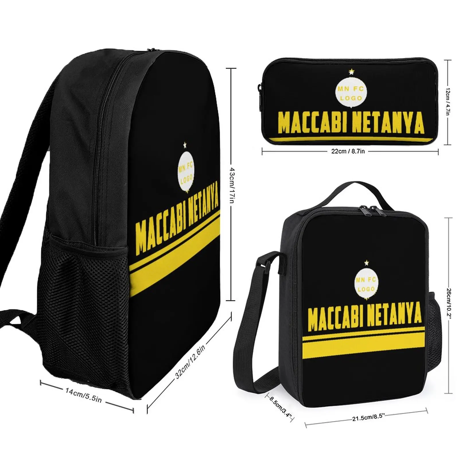 Maccabi Netanya Laptop Backpack Men Women Casual Bookbag for College School Students Bag