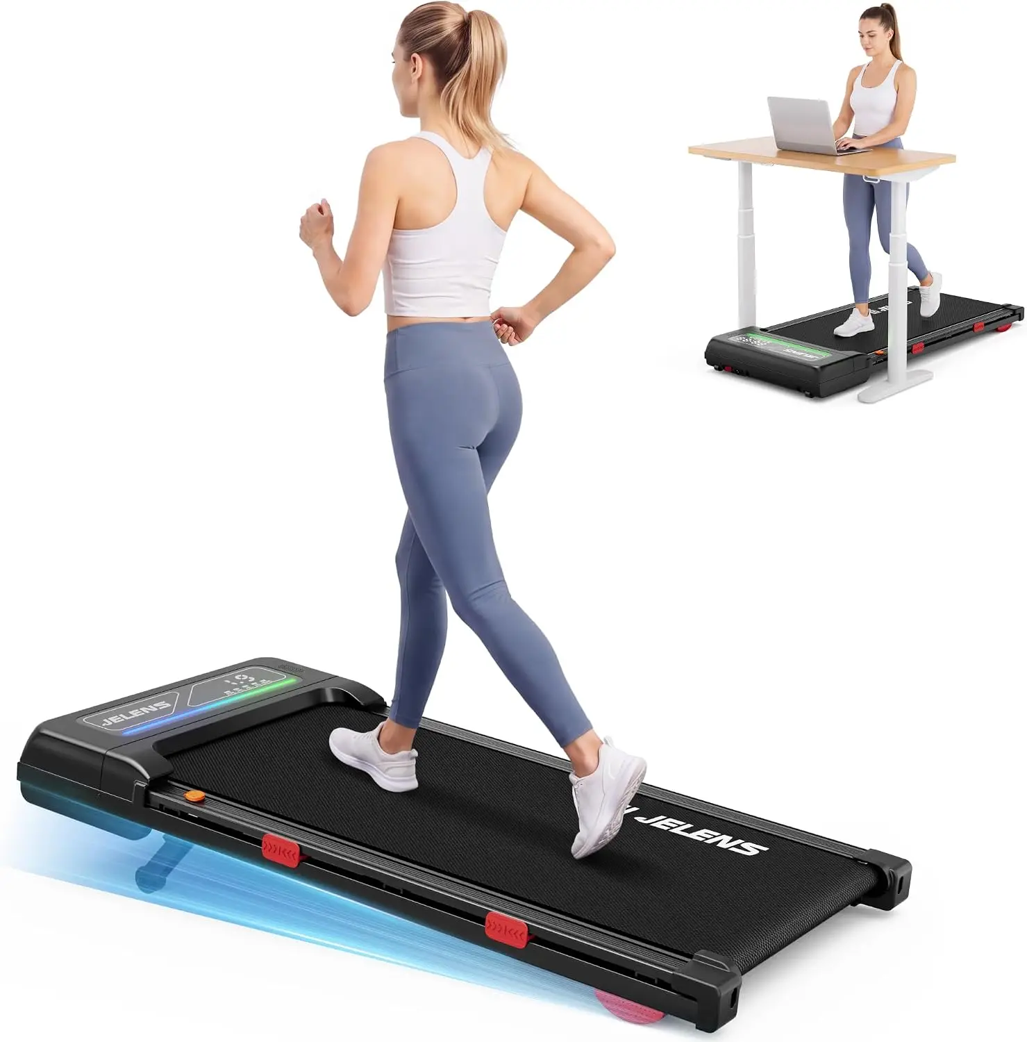 4-in-1 Walking Pad Treadmill with 15% Automatic Incline, Portable Under-Desk Running Machine for Home, LED Display, App Control
