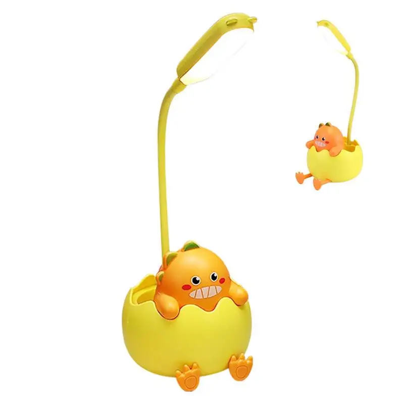 Desk Lamp With Organizer Cute Dinasour Egg Eye-Caring Small Desk Lamps Flexible Gooseneck Rechargeable Eye Caring Desk Lamp For