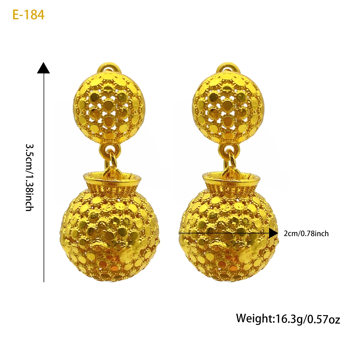 Indian Ball Earrings For Women Trend Ethnic Turkish 24k Gold Plated Big Dubai Hanging Earring Banquet Jewelry Gift view 6