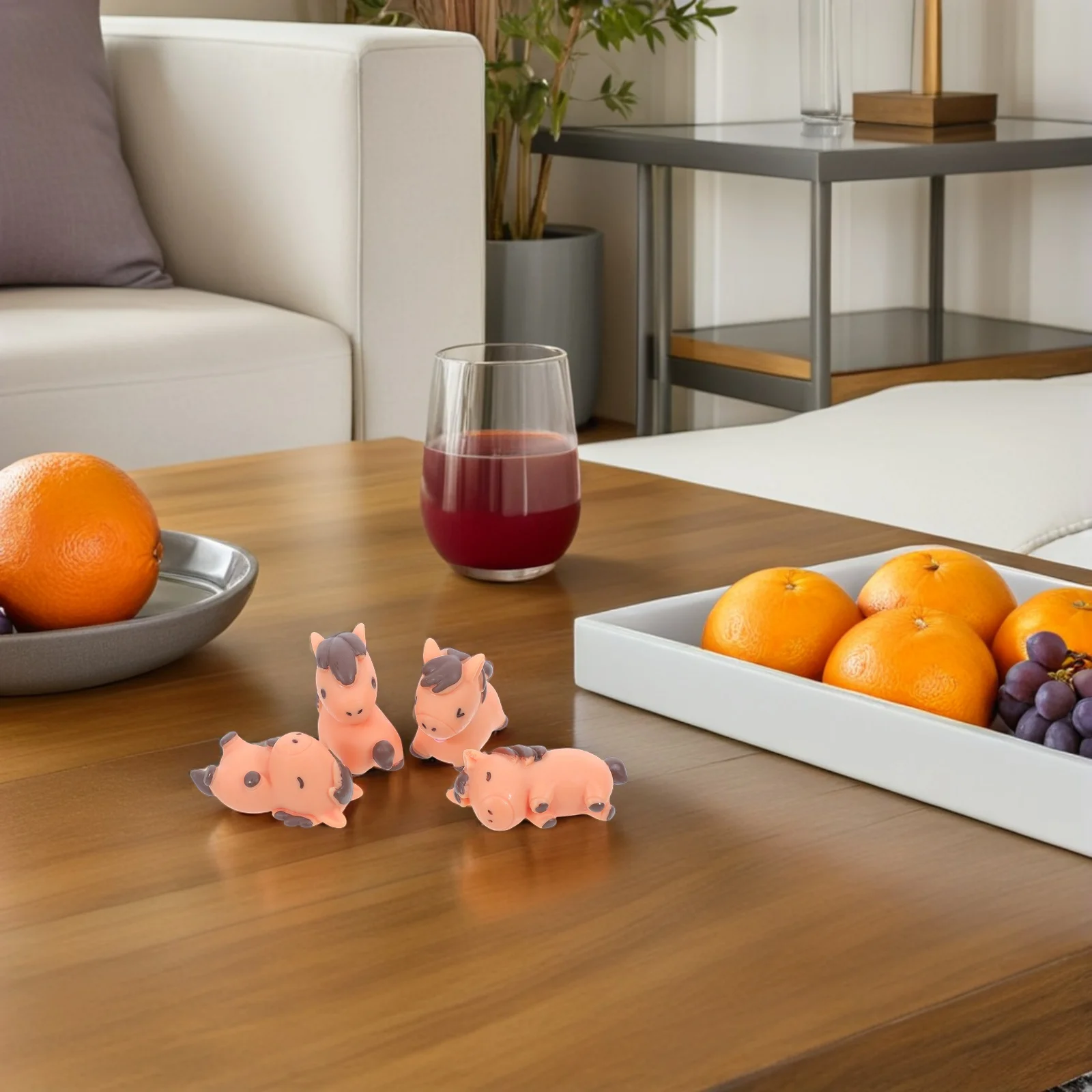 

8 Pcs Simulated Ornaments Decorative Statue Horse Sculpture Resin Crafts Animal Elegant Brown Office