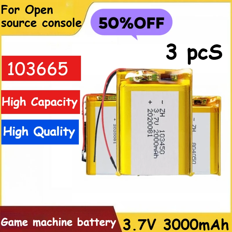 

New Lithium Polymer Battery 103665 3.7V 3000mAh For Open source console Miyoo Mini Plus Game machine battery