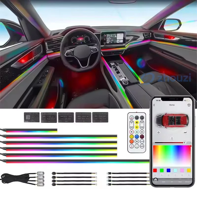 18-in-1 RGB Symphony LED Strip Light Kit 1/10 1/6 New Conditions for Automotive Interior Design