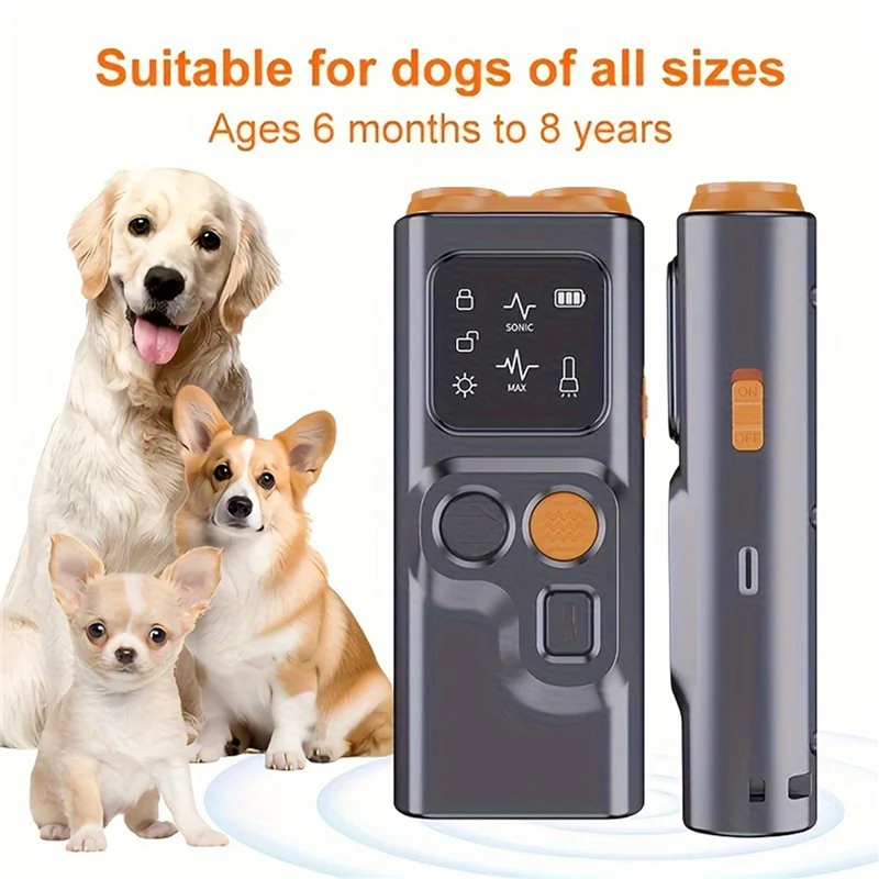 

EYFL-2X USB Rechargeable Sonic Dog Repeller With Dual Ultrasonic Emitter And High-Frequency LED Flashlight