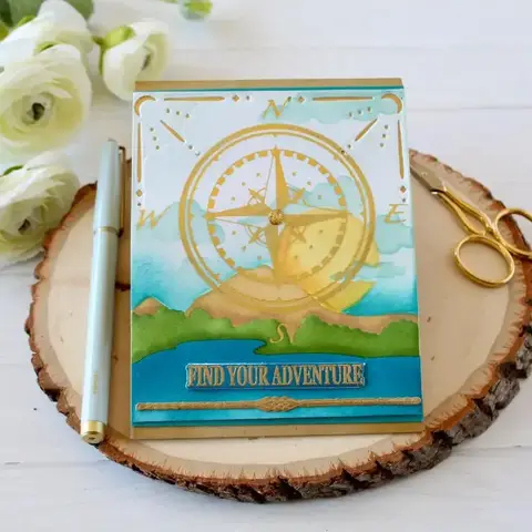 एडवेंचर अवे कम्पास हॉट फ़ॉइल प्लेट नई 2024 स्क्रैपबुकिंग पेपर मेकिंग फ़्रेम कार्ड क्राफ्ट के लिए कोई स्पष्ट स्टैम्प नहीं 10 best sales गर्म पन्नी प्लेटें - №9