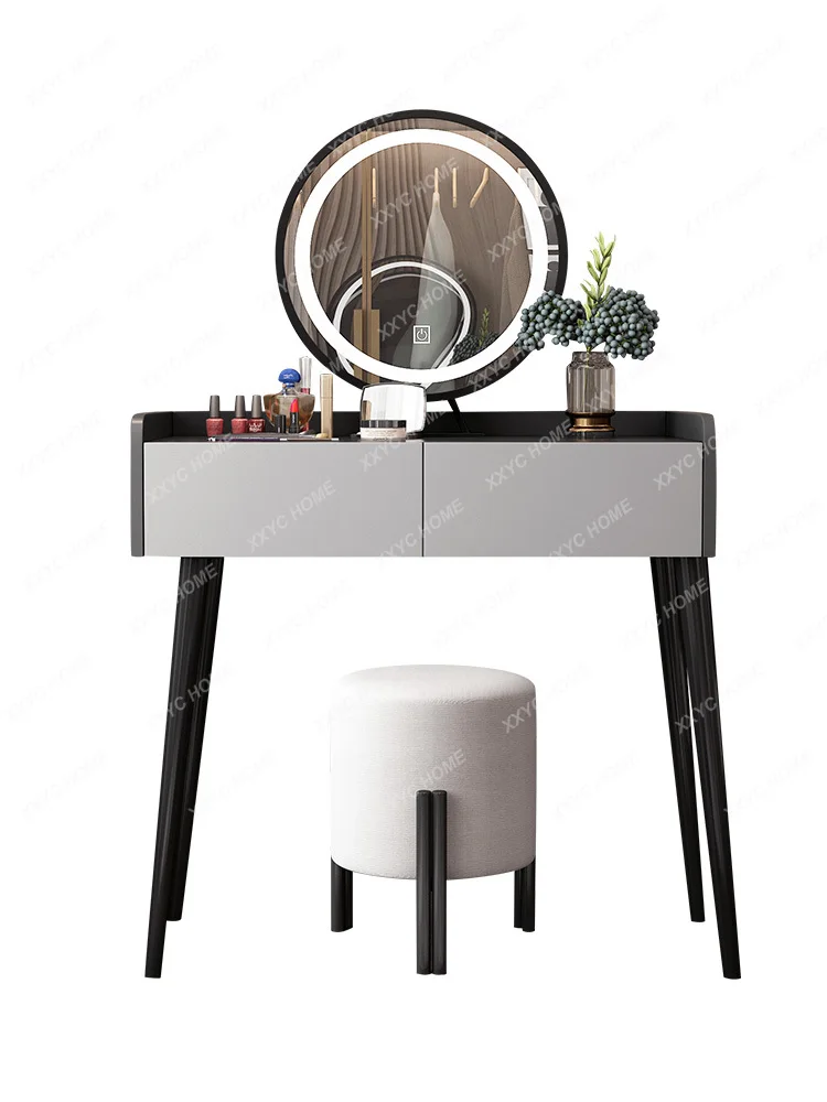 Dresser Bedroom Small Makeup Table TV Cabinet with Light Stretchable Storage Integrated