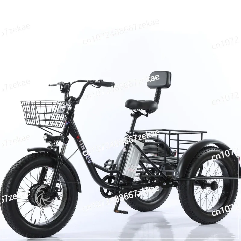 

20 Inch Fat Electric Bike 3 Wheeled Electric Tricycle with Passenger Seat for Adult 48v 500w Powerful Lithium Battery Removable