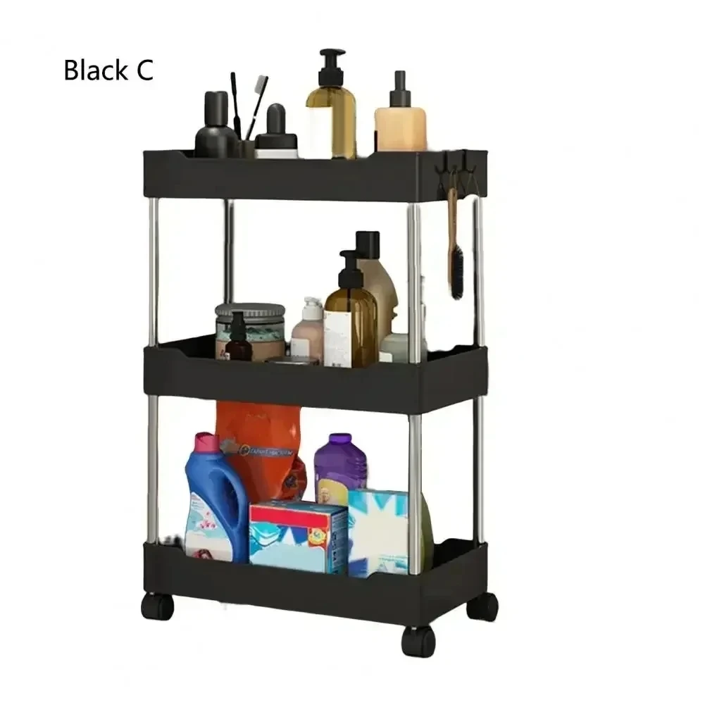 Bathroom Storage Rack With Wheels, 3/4 Layer Rolling Utility Cart, Bathroom Storage Organizer, Multi-purpose Utility Cart