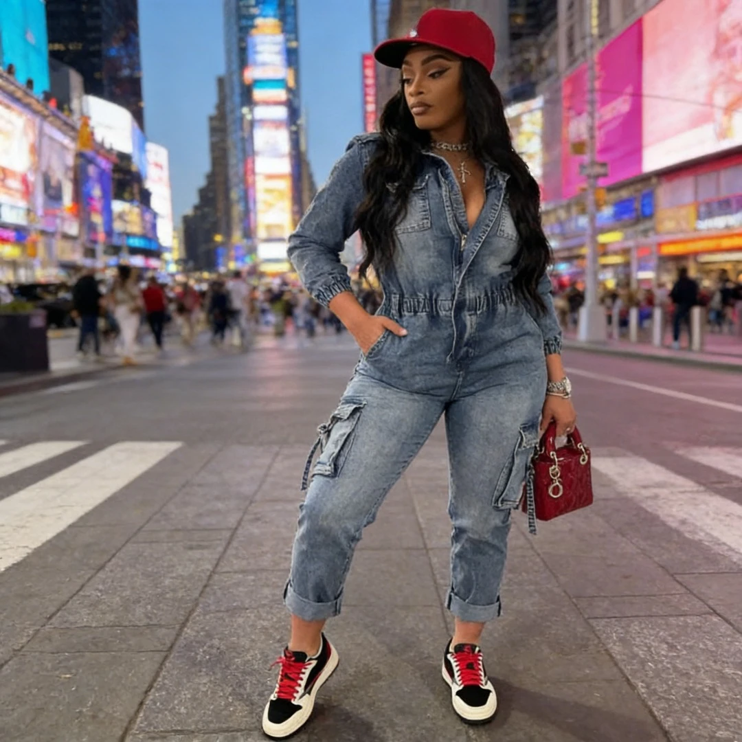 

Джинсовые комбинезоны женские цельные джинсы брюки-карго прямые брюки с карманами винтажная женская уличная одежда осенние комбинезоны