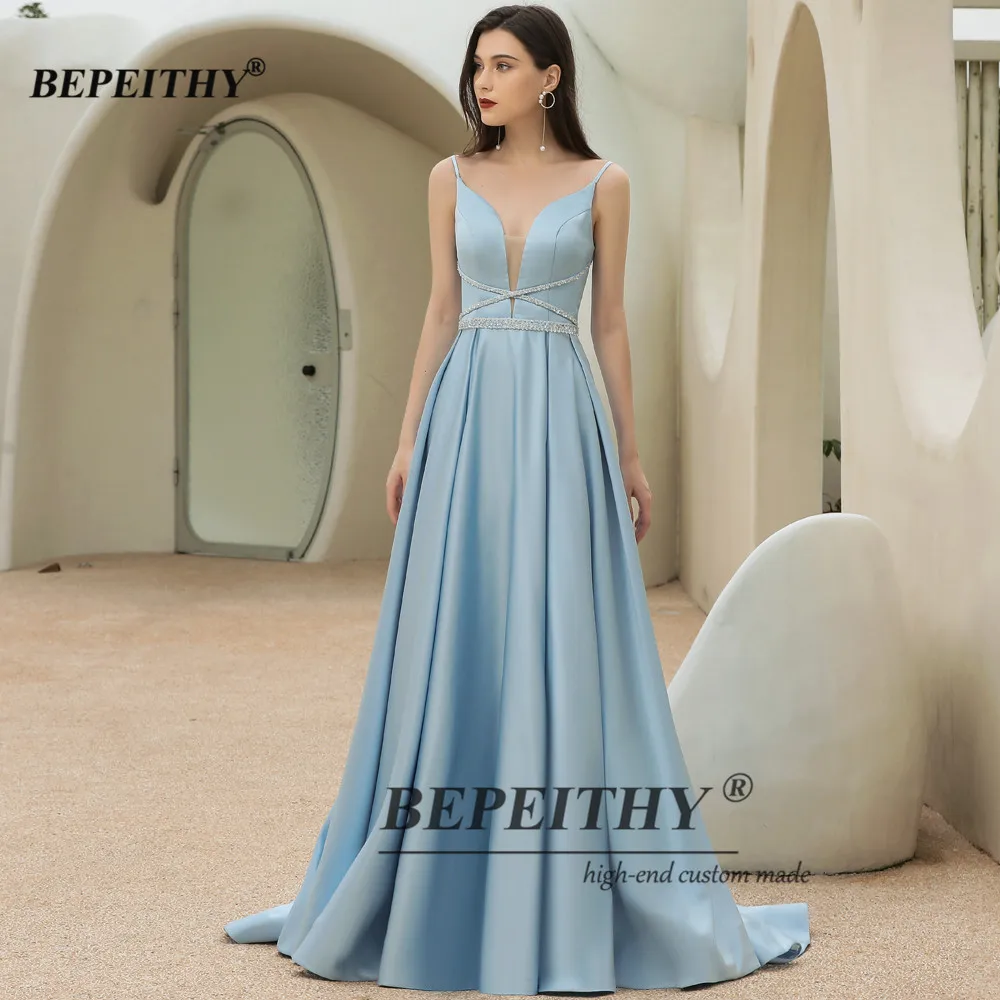 BEPEITHY Abito da ballo senza maniche personalizzato 2023 Abito da sera di lusso con scollo a V profondo sexy Abiti eleganti da donna per occasioni speciali