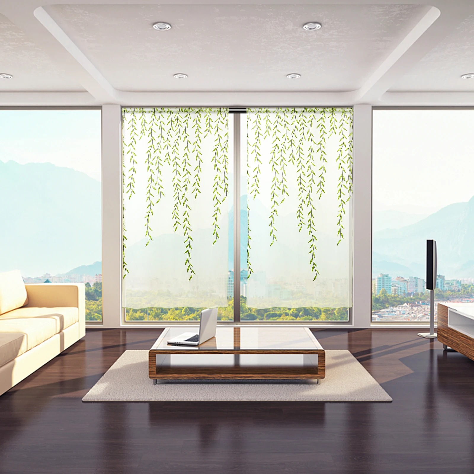 

Semi Transparent Voile Curtain Rod Pocket Window Sheer Panel Green 100x200cm Privacy Sunlight Filter Window Tulle Screen